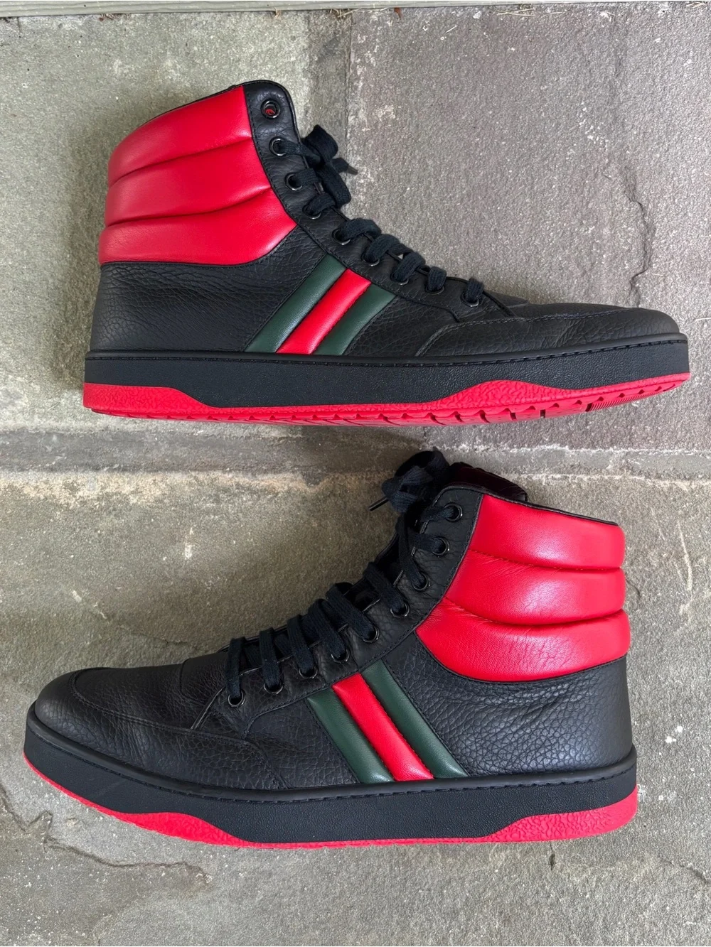 Gucci Black Leather Logo Stripe High Tops🔥